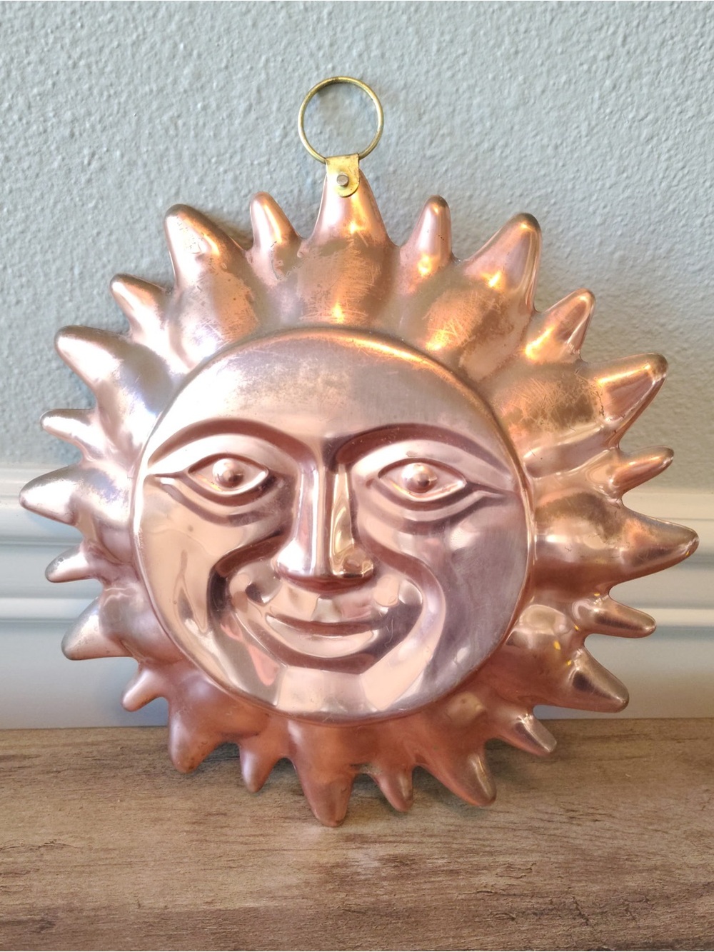 Vtg 90s Dillard's Copper Sun Face Metal Wall Hanging Decor Whimsigoth Korea